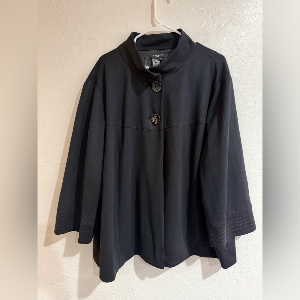 Sandro Cape Womens Jacket Button Black Sz 2x Shrug Stretch